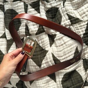 Brown Zara belt with gold buckle